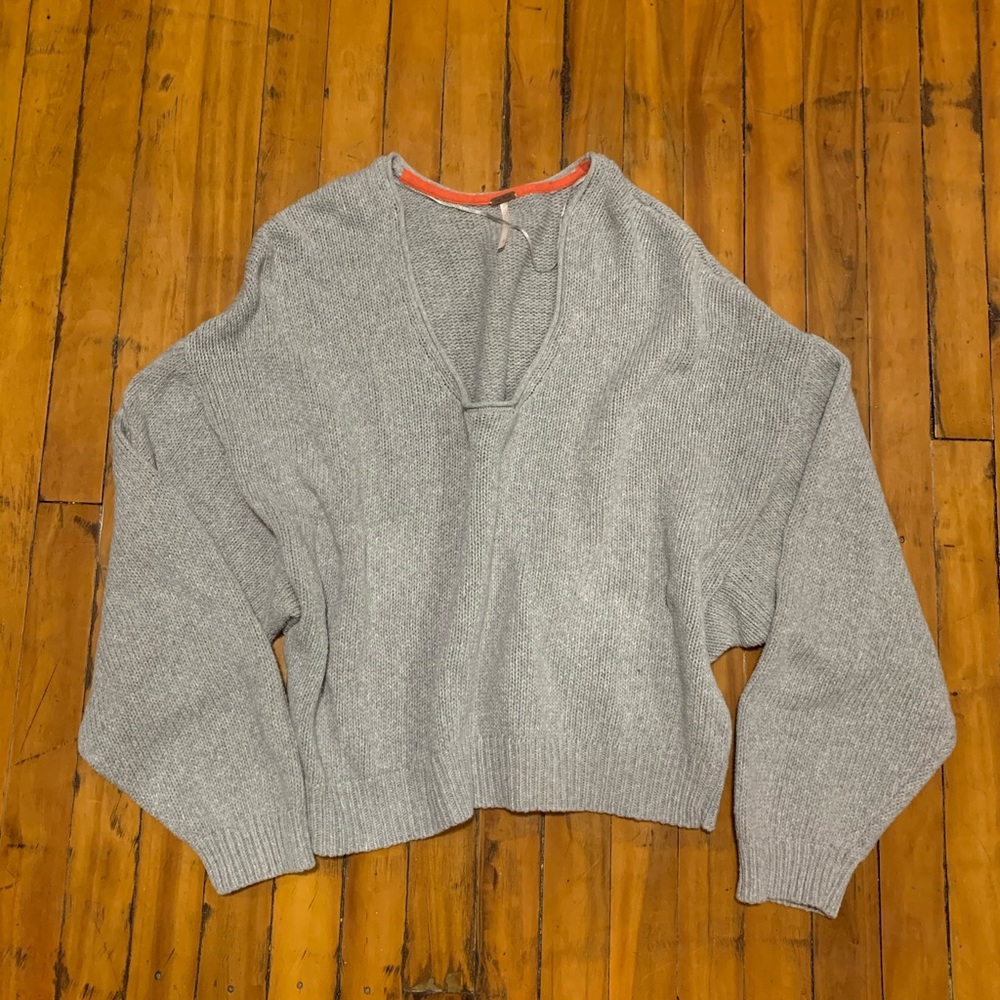 Free People Gray Chunky Oversized Sweater